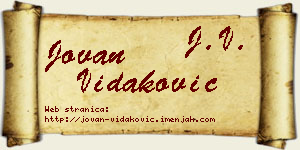 Jovan Vidaković vizit kartica